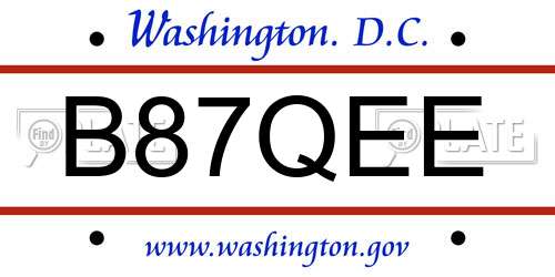 B87QEE District Of Columbia License Plate