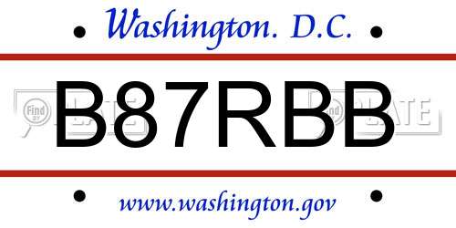 B87RBB District Of Columbia License Plate