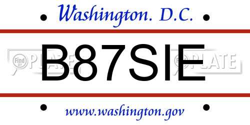 B87SIE District Of Columbia License Plate