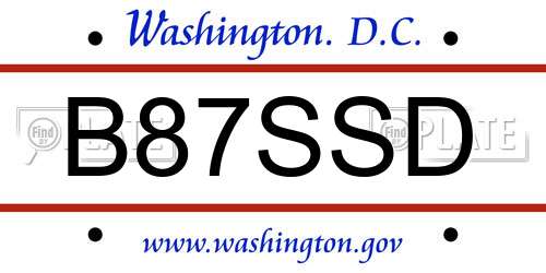B87SSD District Of Columbia License Plate