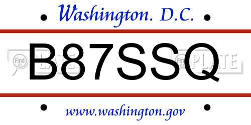 B87SSQ District Of Columbia License Plate