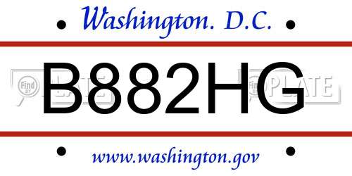 B882HG District Of Columbia License Plate