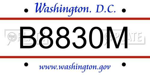 B8830M District Of Columbia License Plate