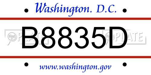 B8835D District Of Columbia License Plate