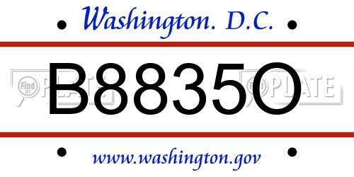B8835O District Of Columbia License Plate
