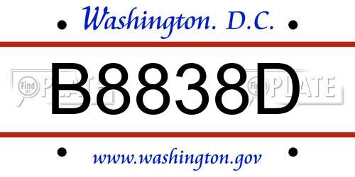 B8838D District Of Columbia License Plate