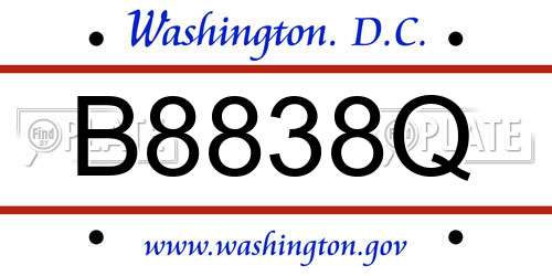 B8838Q District Of Columbia License Plate