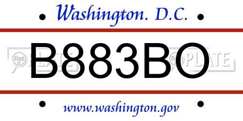 B883BO District Of Columbia License Plate