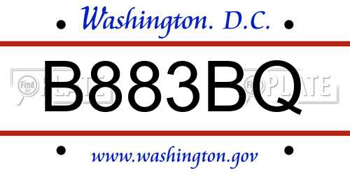 B883BQ District Of Columbia License Plate