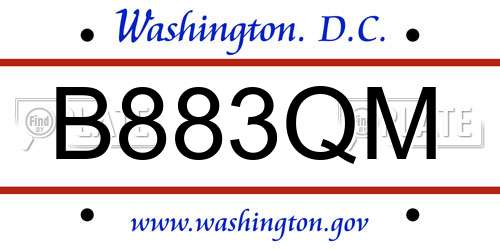 B883QM District Of Columbia License Plate