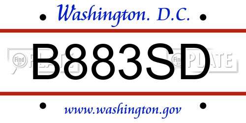 B883SD District Of Columbia License Plate