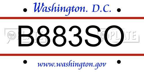 B883SO District Of Columbia License Plate