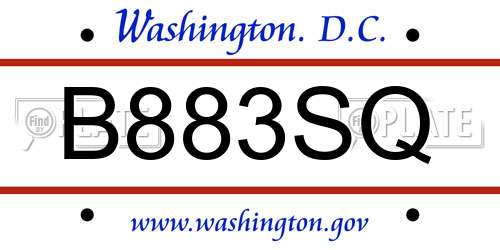 B883SQ District Of Columbia License Plate