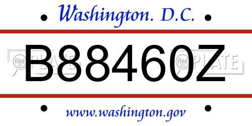 B88460Z District Of Columbia License Plate