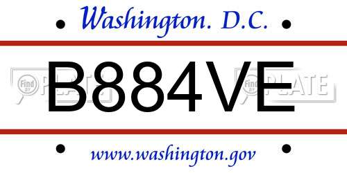 B884VE District Of Columbia License Plate
