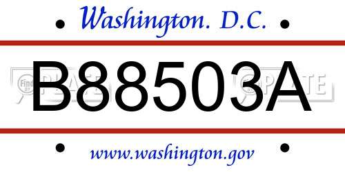 B88503A District Of Columbia License Plate