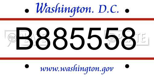 B885558 District Of Columbia License Plate