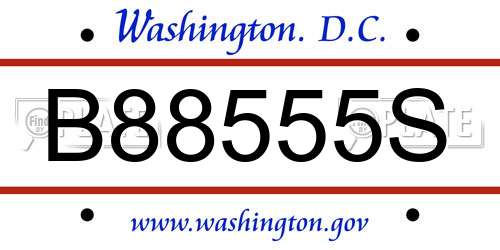 B88555S District Of Columbia License Plate