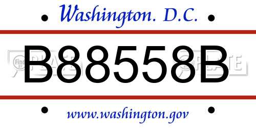 B88558B District Of Columbia License Plate