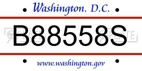 B88558S District Of Columbia License Plate