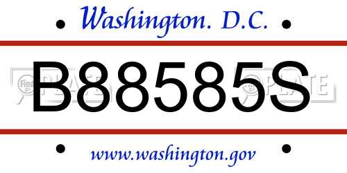 B88585S District Of Columbia License Plate