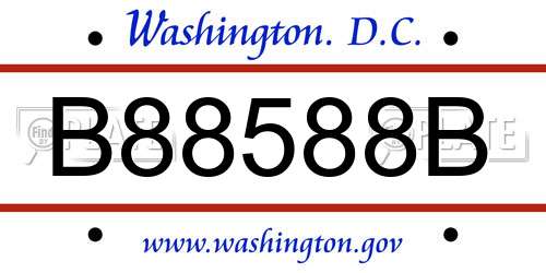 B88588B District Of Columbia License Plate