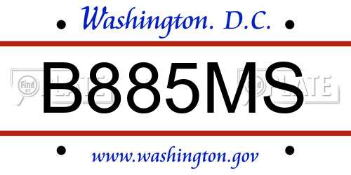 B885MS District Of Columbia License Plate