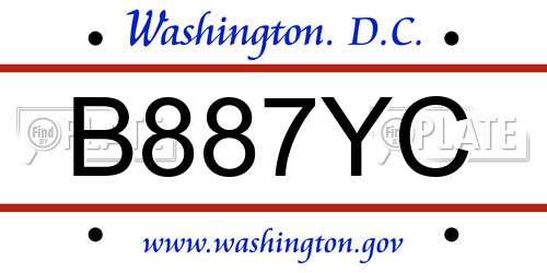B887YC District Of Columbia License Plate