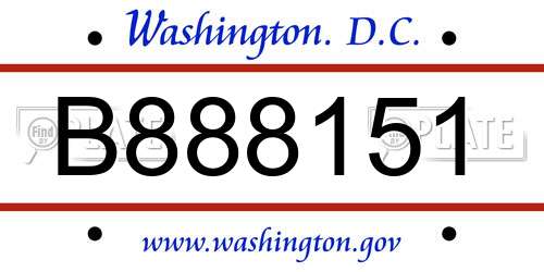 B888151 District Of Columbia License Plate