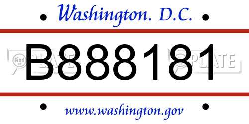B888181 District Of Columbia License Plate