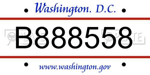 B888558 District Of Columbia License Plate