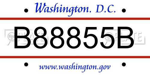B88855B District Of Columbia License Plate