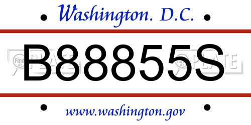 B88855S District Of Columbia License Plate