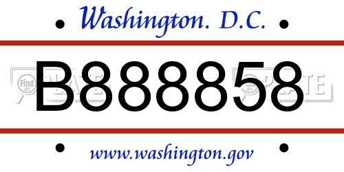 B888858 District Of Columbia License Plate