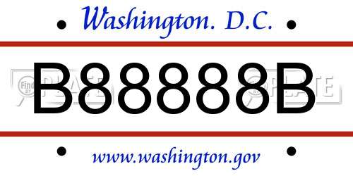 B88888B District Of Columbia License Plate