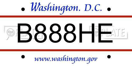 B888HE District Of Columbia License Plate