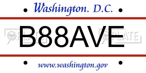 B88AVE District Of Columbia License Plate