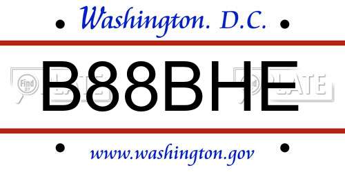 B88BHE District Of Columbia License Plate