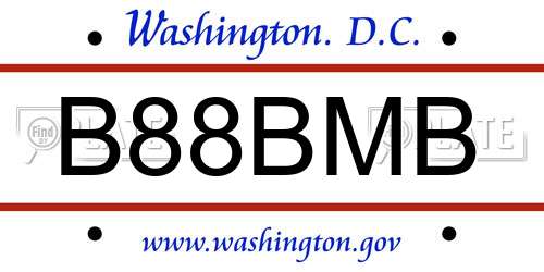 B88BMB District Of Columbia License Plate
