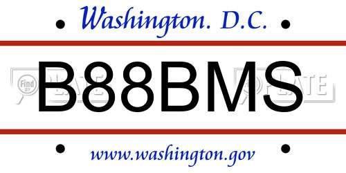 B88BMS District Of Columbia License Plate