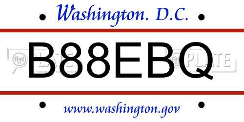 B88EBQ District Of Columbia License Plate