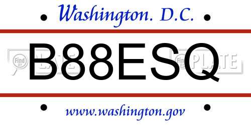 B88ESQ District Of Columbia License Plate