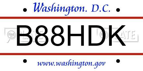 B88HDK District Of Columbia License Plate