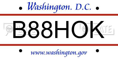 B88HOK District Of Columbia License Plate