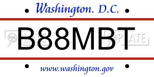 B88MBT District Of Columbia License Plate