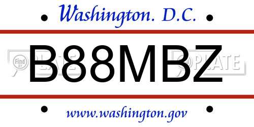 B88MBZ District Of Columbia License Plate