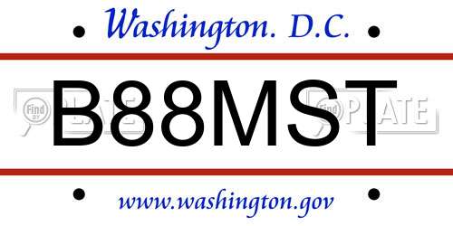 B88MST District Of Columbia License Plate
