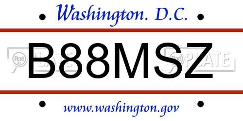 B88MSZ District Of Columbia License Plate