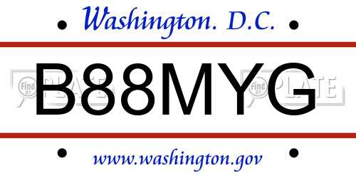 B88MYG District Of Columbia License Plate