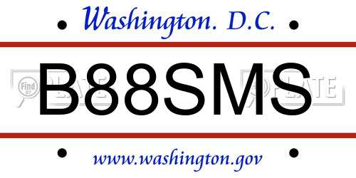 B88SMS District Of Columbia License Plate